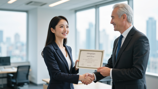 质量认证证书颁发仪式，公司代表接受ISO认证证书，专业认证机构人员在场